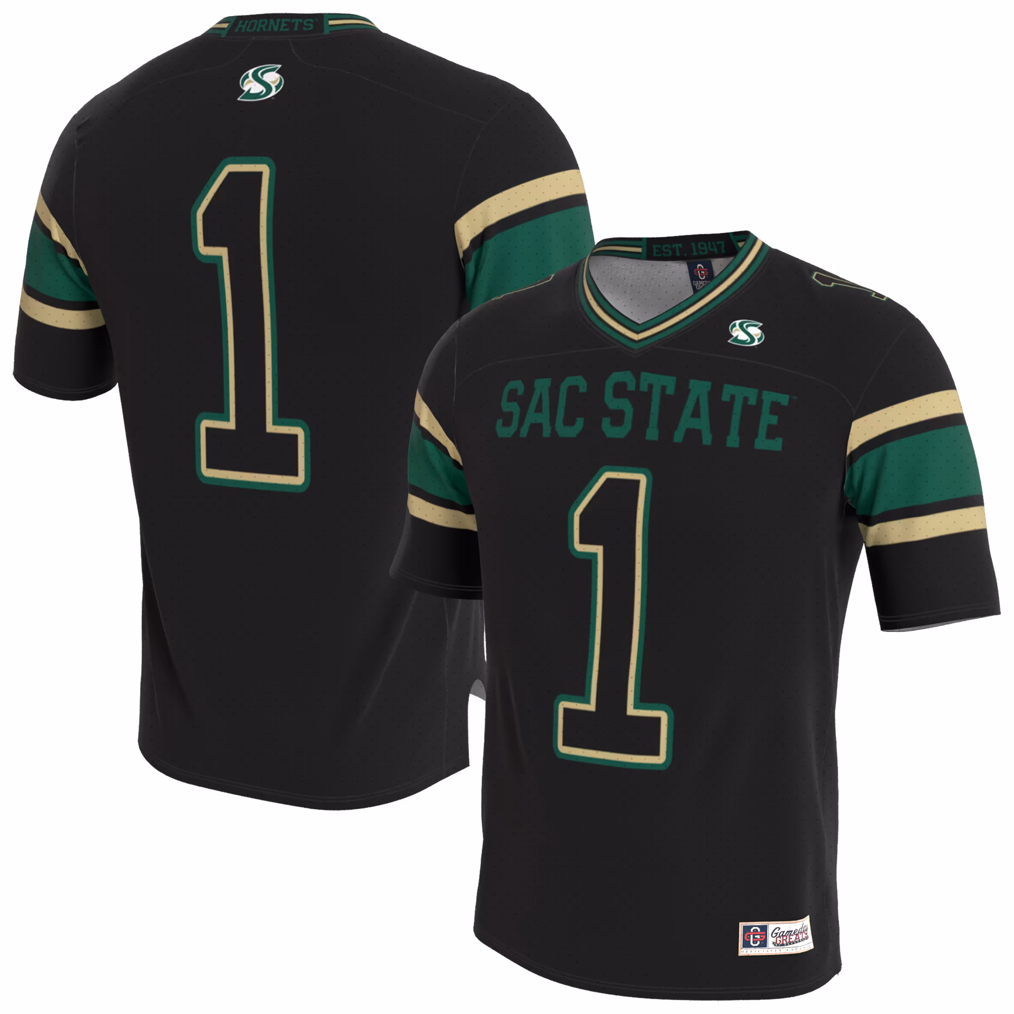 Youth GameDay Greats Black Sacramento State Hornets Lightweight Collegiate Football Blackout Fashion Jersey