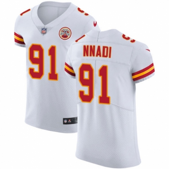 Men's Nike Kansas City Chiefs #91 Derrick Nnadi White Vapor Untouchable Elite Player NFL Jersey - Ujersey