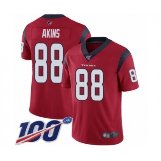 Men's Houston Texans #88 Jordan Akins Red Alternate Vapor Untouchable Limited Player 100th Season Football Jersey - Ujersey