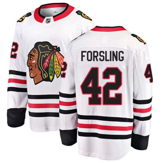 Youth Chicago Blackhawks #42 Gustav Forsling Fanatics Branded White Away Breakaway NHL Jersey - Ujersey