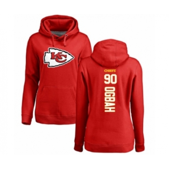 Football Women's Kansas City Chiefs #90 Emmanuel Ogbah Red Backer Pullover Hoodie - Ujersey