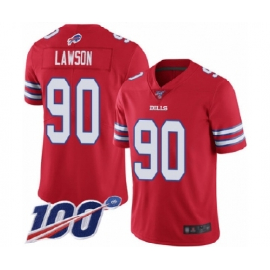 Men's Buffalo Bills #90 Shaq Lawson Limited Red Rush Vapor Untouchable 100th Season Football Jersey - Ujersey