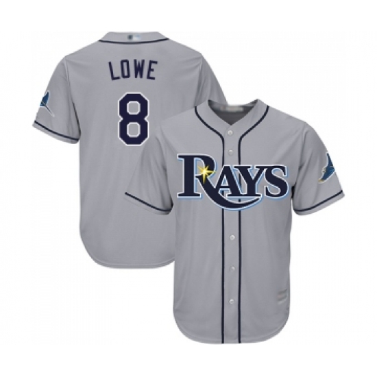 Men's Tampa Bay Rays #8 Brandon Lowe Replica Grey Road Cool Base Baseball Jersey - Ujersey