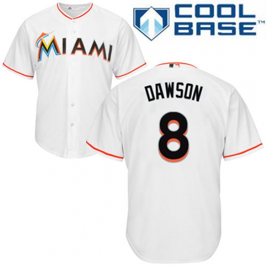 Youth Majestic Miami Marlins #8 Andre Dawson Authentic White Home Cool Base MLB Jersey - Ujersey