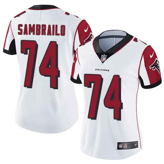 Women's Nike Atlanta Falcons #74 Ty Sambrailo White Vapor Untouchable Limited Player NFL Jersey - Ujersey