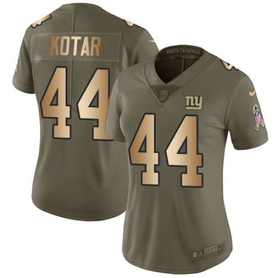Women's Nike New York Giants #44 Doug Kotar Limited Olive/Gold 2017 Salute to Service NFL Jersey - Ujersey