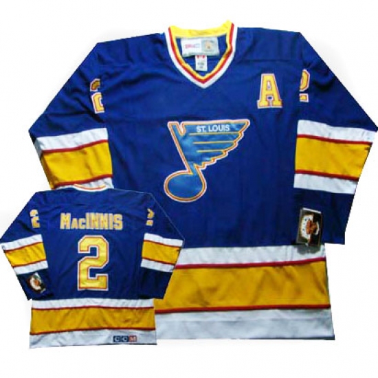 Men's CCM St. Louis Blues #2 Al Macinnis Premier Blue Throwback NHL Jersey - Ujersey