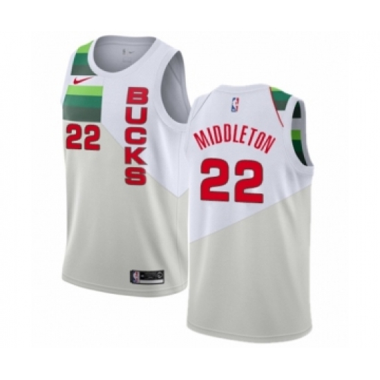 Women's Nike Milwaukee Bucks #22 Khris Middleton White Swingman Jersey - Earned Edition - Ujersey