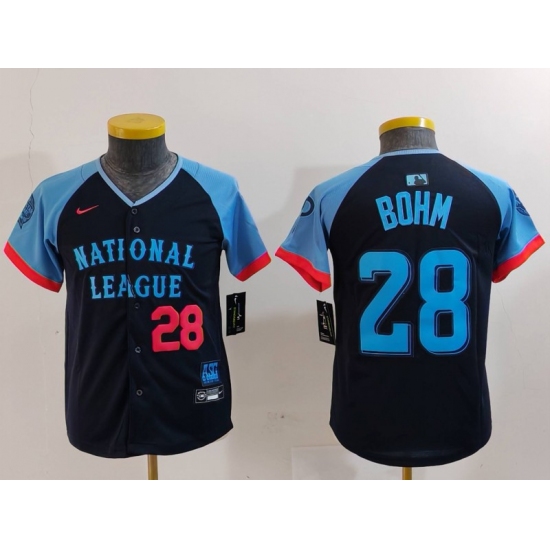 Youth Philadelphia Phillies #28 Alec Bohm Number Navy 2024 All Star Limited Stitched Jersey - Ujersey