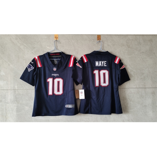 Women's New England Patriots #10 Drake Maye 2024 F.U.S.E. Navy Vapor Untouchable Limited Stitched Jersey(Run Small) - Ujersey