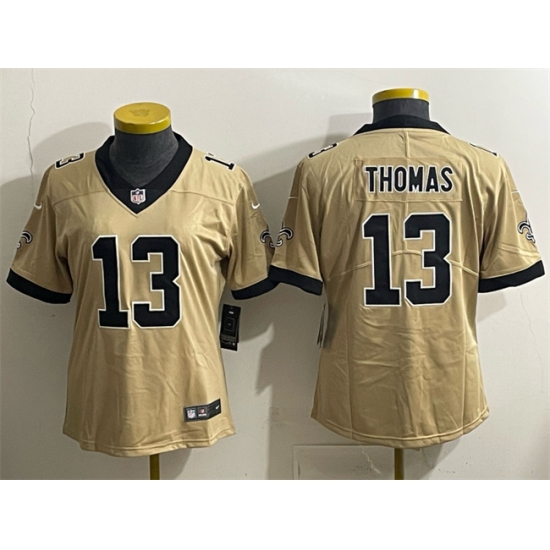 Women's New Orleans Saints #13 Michael Thomas Gold Alternate Vapor Limited Football Stitched Jersey(Run Small) - Ujersey