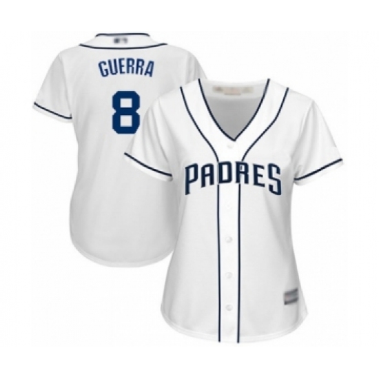 Women's San Diego Padres #8 Javy Guerra Authentic White Home Cool Base Baseball Player Jersey - Ujersey