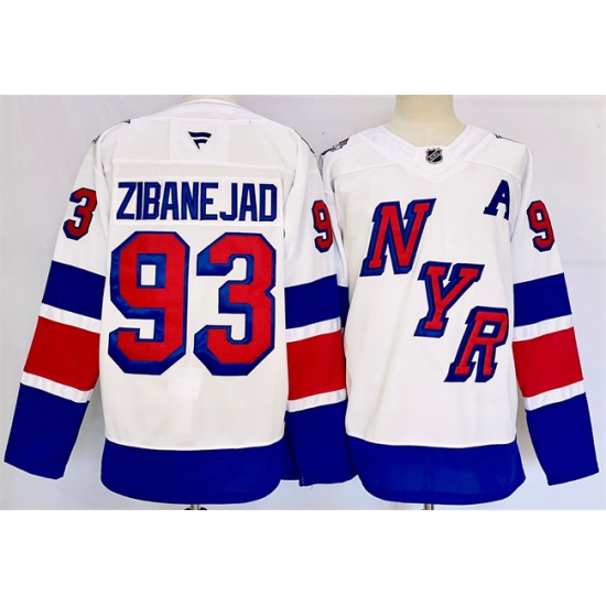 Men's New York Rangers #93 Mika Zibanejad White 2024-25 Stadium Series Stitched Jersey - Ujersey