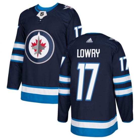 Men's Adidas Winnipeg Jets #17 Adam Lowry Authentic Navy Blue Home NHL Jersey - Ujersey