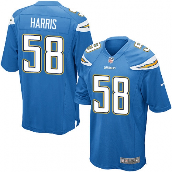 Men's Nike Los Angeles Chargers #58 Nigel Harris Game Electric Blue Alternate NFL Jersey