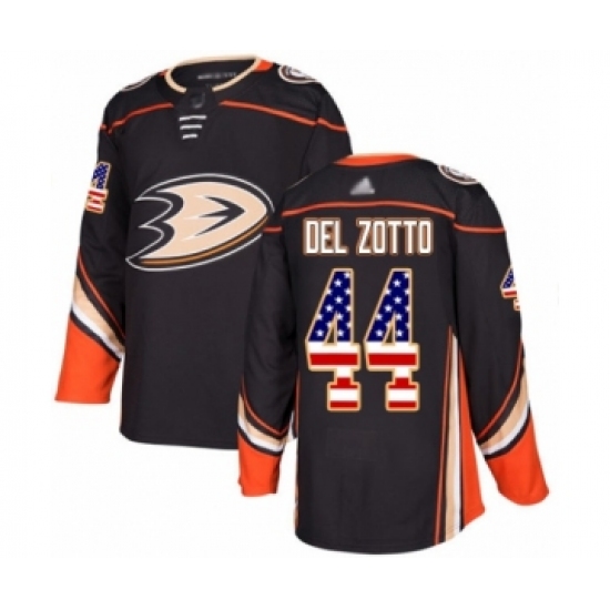 Men's Anaheim Ducks #44 Michael Del Zotto Authentic Black USA Flag Fashion Hockey Jersey - Ujersey