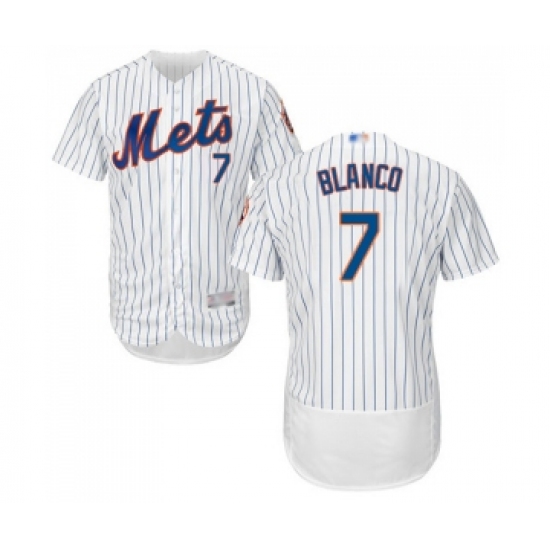 Men's New York Mets #7 Gregor Blanco White Home Flex Base Authentic Collection Baseball Jersey - Ujersey