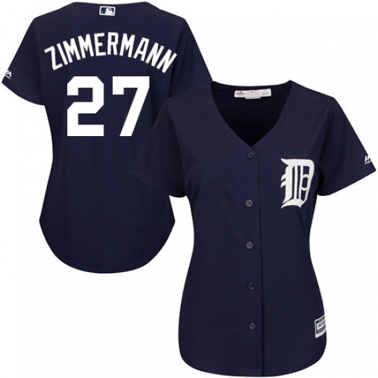 Women's Majestic Detroit Tigers #27 Jordan Zimmermann Authentic Navy Blue Alternate Cool Base MLB Jersey - Ujersey