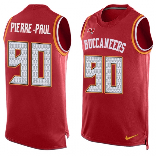 Men's Nike Tampa Bay Buccaneers #90 Jason Pierre-Paul Limited Red Player Name & Number Tank Top NFL Jersey - Ujersey