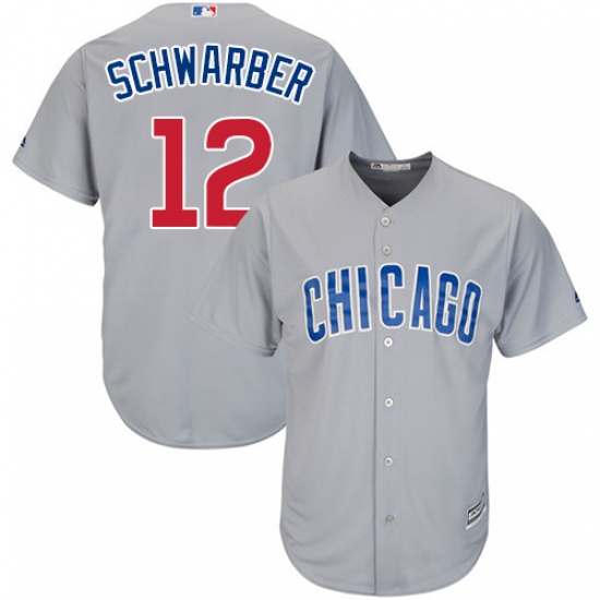 Youth Majestic Chicago Cubs #12 Kyle Schwarber Authentic Grey Road Cool Base MLB Jersey - Ujersey