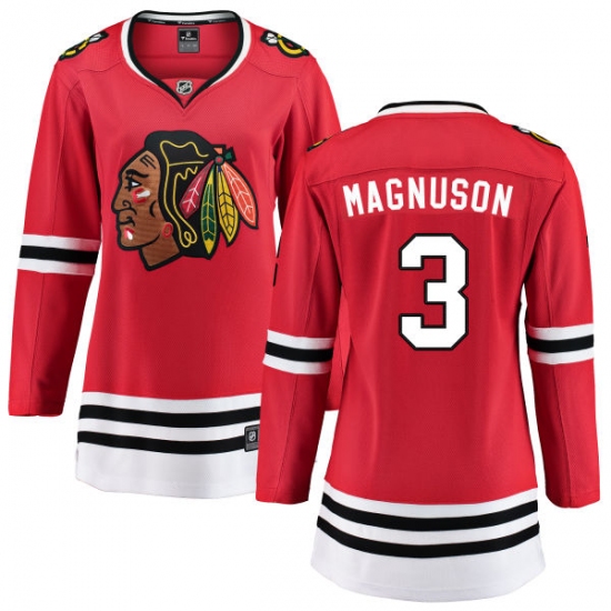 Women's Chicago Blackhawks #3 Keith Magnuson Fanatics Branded Red Home Breakaway NHL Jersey - Ujersey