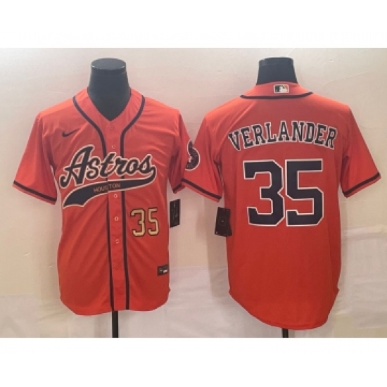 Men's Houston Astros #35 Justin Verlander Number With Patch Cool Base Stitched Baseball Jersey - Ujersey