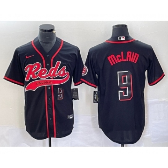 Men's Cincinnati Reds #9 Matt McLain Number Black 2023 City Connect Cool Base Stitched Jerseys - Ujersey