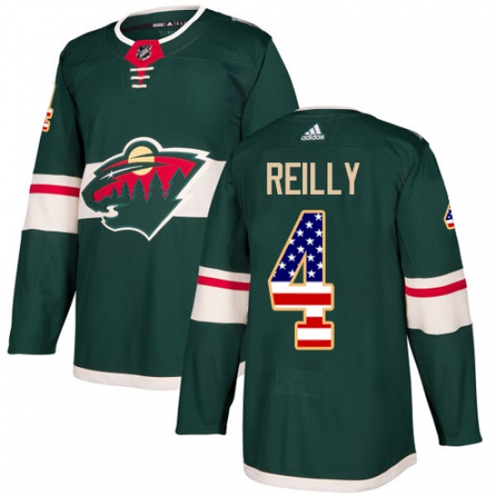 Men's Adidas Minnesota Wild #4 Mike Reilly Authentic Green USA Flag Fashion NHL Jersey - Ujersey