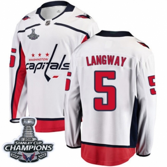 Men's Washington Capitals #5 Rod Langway Fanatics Branded White Away Breakaway 2018 Stanley Cup Final Champions NHL Jersey - Ujersey