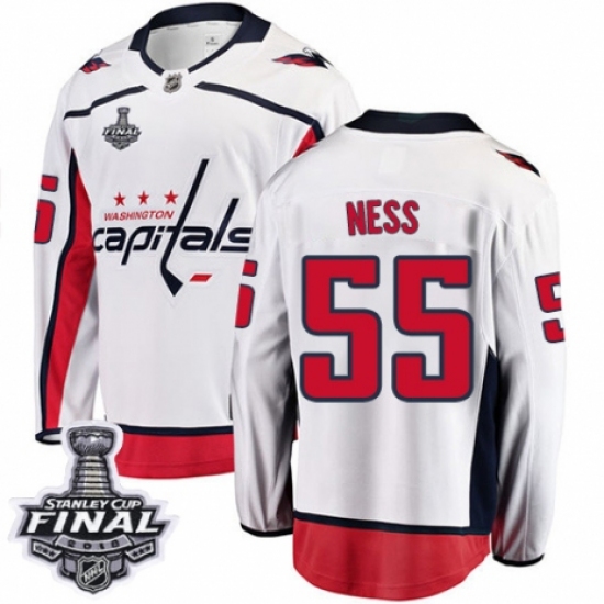 Men's Washington Capitals #55 Aaron Ness Fanatics Branded White Away Breakaway 2018 Stanley Cup Final NHL Jersey - Ujersey