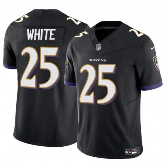 Men's Baltimore Ravens #25 Tre'Davious White Black 2023 F.U.S.E Vapor Limited Football Jersey - Ujersey