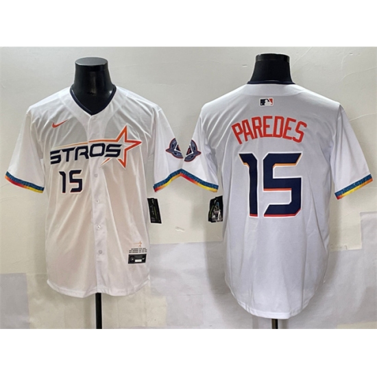 Men's Houston Astros #15 Isaac Paredes White 2025 City Connect Limited Stitched Baseball Jersey - Ujersey