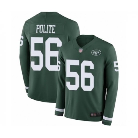 Men's New York Jets #56 Jachai Polite Limited Green Therma Long Sleeve Football Jersey - Ujersey