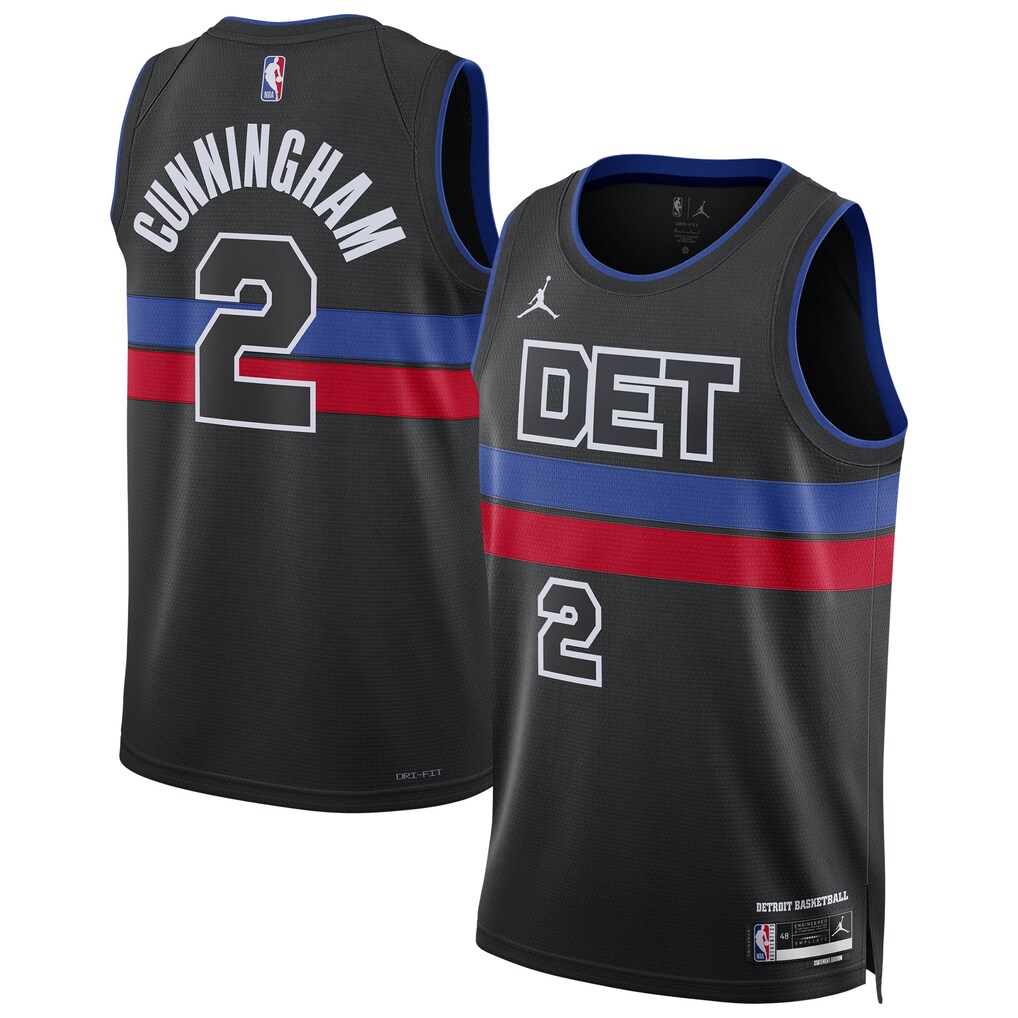 Unisex Detroit Pistons Cade Cunningham Nike Black Swingman Jersey - Statement Edition - Ujersey