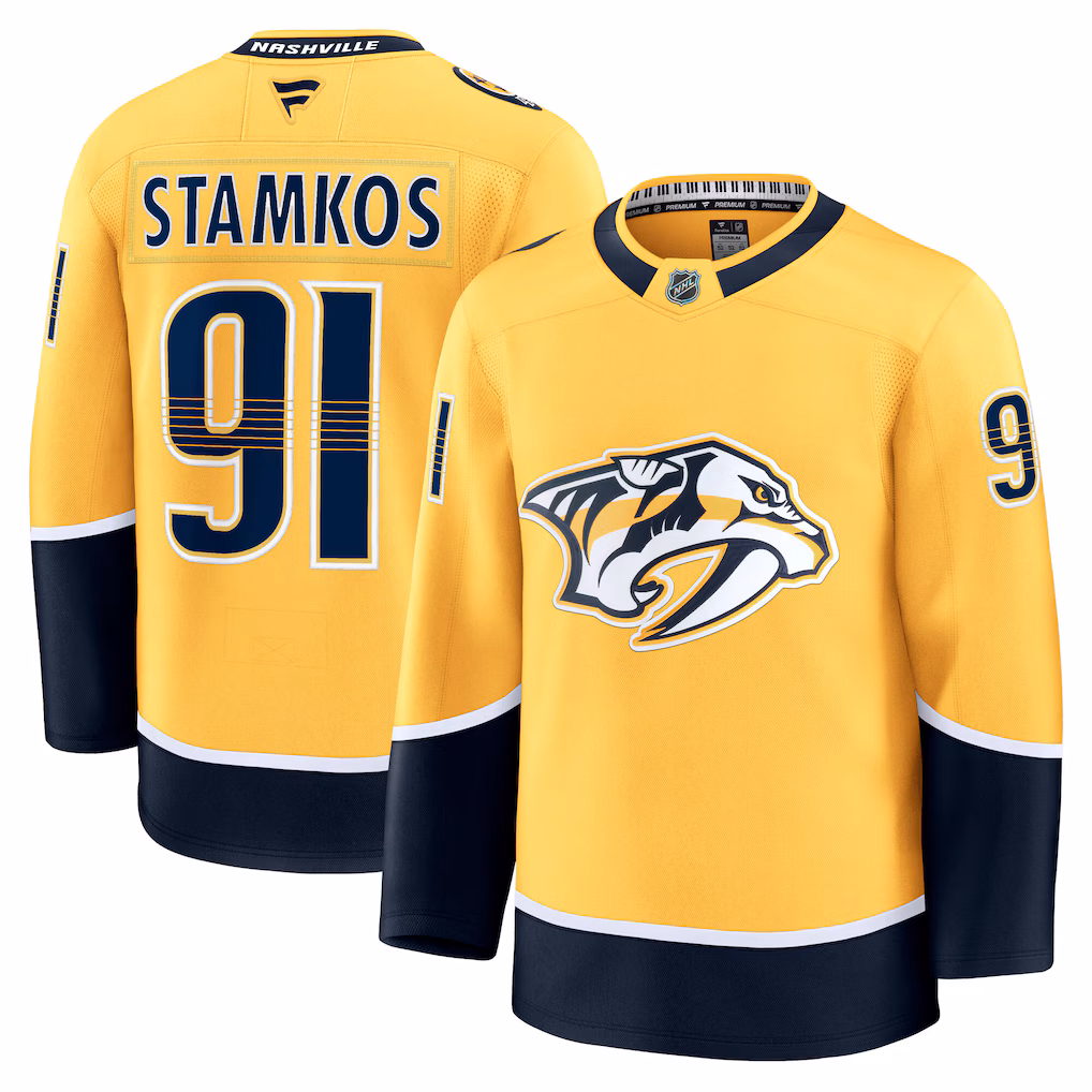 Men's Nashville Predators Steven Stamkos Fanatics Gold Home Premium Jersey - Ujersey Shop