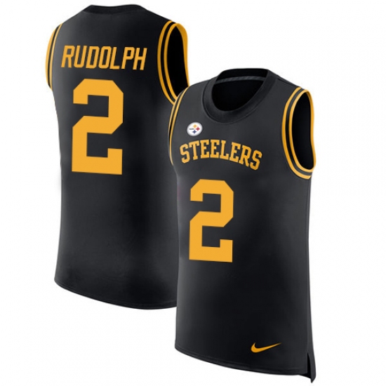 Men's Nike Pittsburgh Steelers #2 Mason Rudolph Black Rush Player Name & Number Tank Top NFL Jersey - Ujersey