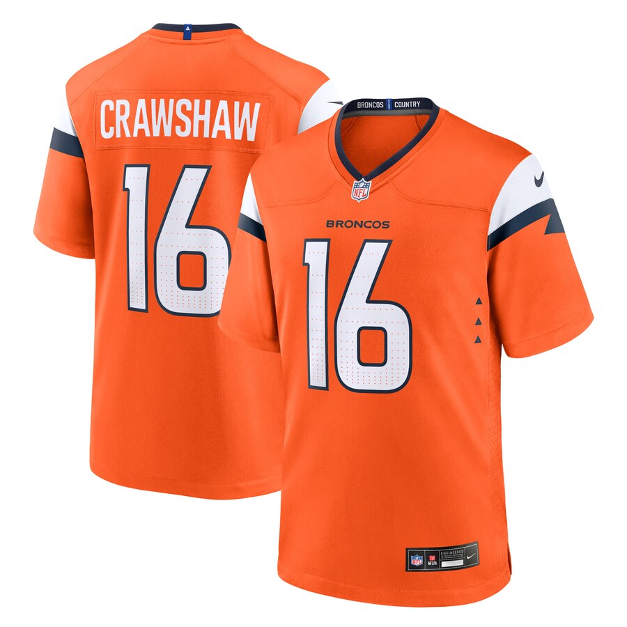 Men's Denver Broncos Jeremy Crawshaw Nike Orange Team Game Jersey