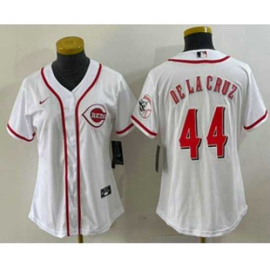 Women's Nike Cincinnati Reds #44 Elly De La Cruz White Cool Base Stitched Jersey - Ujersey