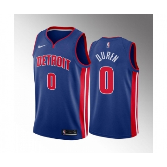Men's Detroit Pistons #0 Jalen Duren 2022 Draft Blue Basketball Stitched Jersey - Ujersey