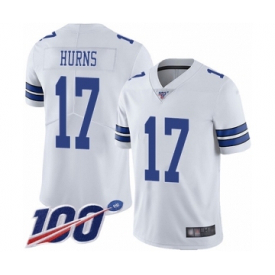 Men's Dallas Cowboys #17 Allen Hurns White Vapor Untouchable Limited Player 100th Season Football Jersey - Ujersey