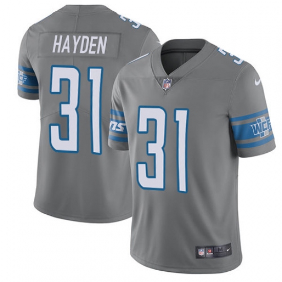 Men's Nike Detroit Lions #31 D.J. Hayden Limited Steel Rush Vapor Untouchable NFL Jersey - Ujersey