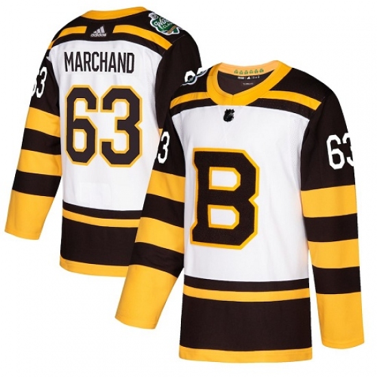 Youth Adidas Boston Bruins #63 Brad Marchand Authentic White 2019 Winter Classic NHL Jersey - Ujersey