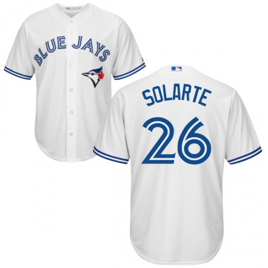 Men's Majestic Toronto Blue Jays #26 Yangervis Solarte Replica White Home MLB Jersey - Ujersey