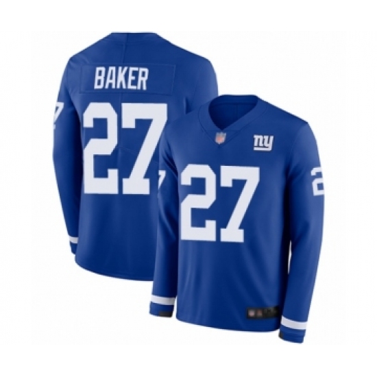 Youth New York Giants #27 Deandre Baker Limited Royal Blue Therma Long Sleeve Football Jersey - Ujersey