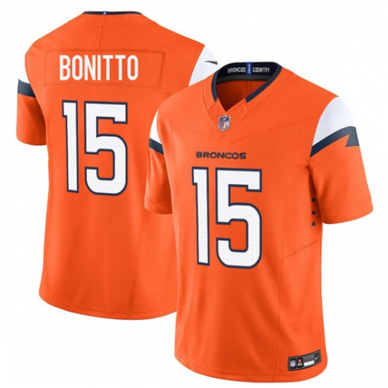 Men's Denver Broncos #15 Nik Bonitto Orange 2025 Draft F.U.S.E. Vapor Limited Football Stitched Jersey - Ujersey