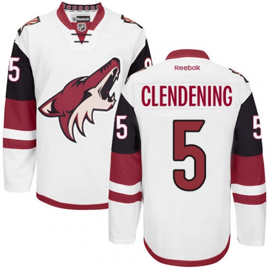 Men's Reebok Arizona Coyotes #5 Adam Clendening Authentic White Away NHL Jersey - Ujersey