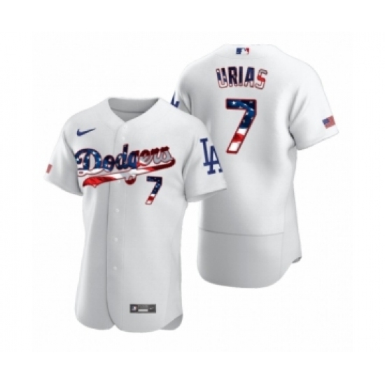 Men's Julio Urias #7 Los Angeles Dodgers White 2020 Stars & Stripes 4th of July Jersey