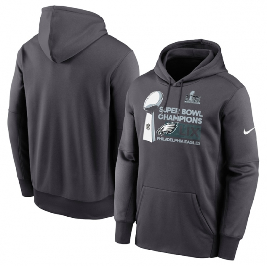 Men's Philadelphia Eagles Anthracite Super Bowl LIX Champions Locker Room Trophy Collection Fleece Pullover Hoodie - Ujersey
