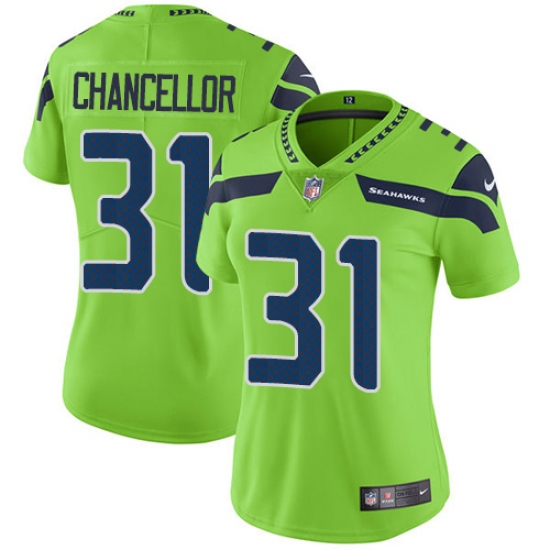 Women's Nike Seattle Seahawks #31 Kam Chancellor Limited Green Rush Vapor Untouchable NFL Jersey - Ujersey