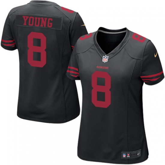 Women's Nike San Francisco 49ers #8 Steve Young Game Black NFL Jersey - Ujersey